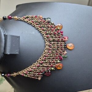 Chico's Multicolor Beaded Necklace with Gold Accents And Colorful Acrylic Beads